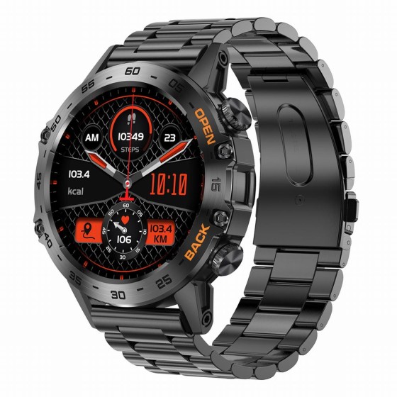 Smartwatch Męski Gravity GT9-2 na bransolecie stalowej w kolorze Czarny/Czarny o szerokości 22mm Smartwatch Męski Gravity GT9-2 na bransolecie stalowej w kolorze Czarny/Czarny o szerokości 22mm