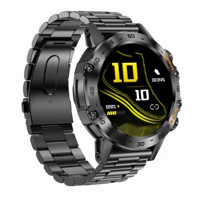 Smartwatch Męski Gravity GT9-2 na bransolecie stalowej w kolorze Czarny/Czarny o szerokości 22mm