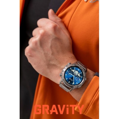 Smartwatch Męski Gravity GT9-3 na bransolecie stalowej w kolorze Srebrny/Srebrny o szerokości 22mm