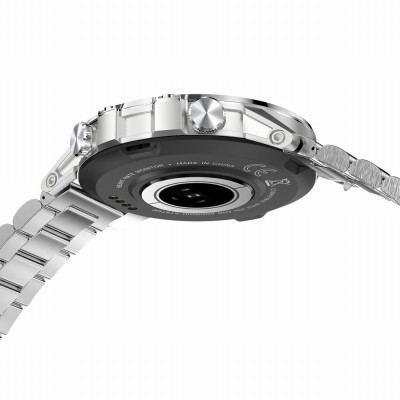 Smartwatch Męski Gravity GT9-3 na bransolecie stalowej w kolorze Srebrny/Srebrny o szerokości 22mm