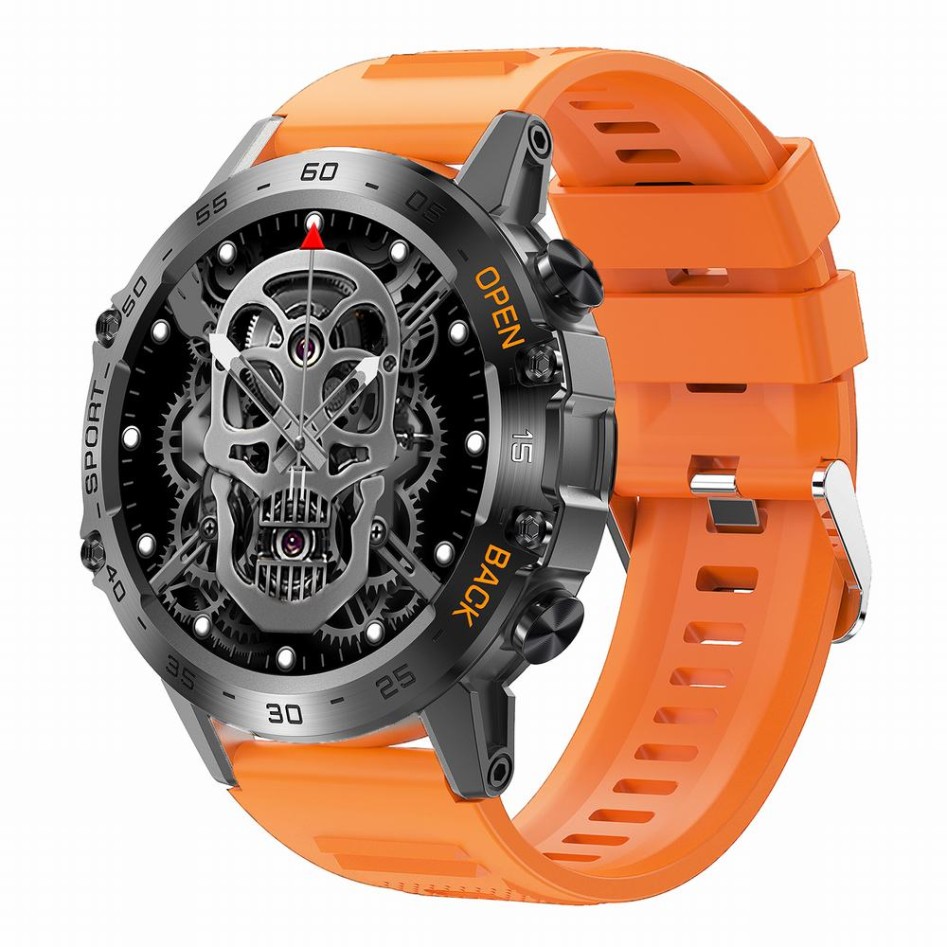 Smartwatch Męski Gravity GT9-4 na pasku gumowym w kolorze Czarny/Pomarańczowy o szerokości 22mm