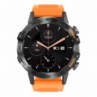 Smartwatch Męski Gravity GT9-4 na pasku gumowym w kolorze Czarny/Pomarańczowy o szerokości 22mm