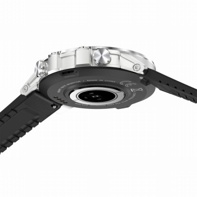 Smartwatch Męski Gravity GT9-6  w kolorze Srebrny/Czarny o szerokości 22mm