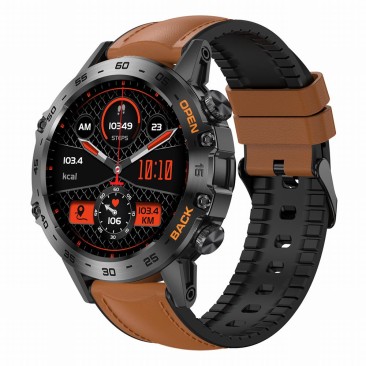 Smartwatch Męski Gravity GT9-7  w kolorze Czarny/Brązowy o szerokości 22mm