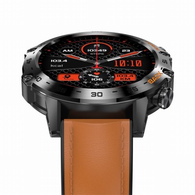 Smartwatch Męski Gravity GT9-7  w kolorze Czarny/Brązowy o szerokości 22mm