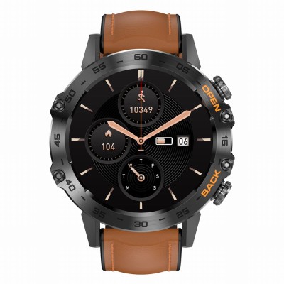 Smartwatch Męski Gravity GT9-7  w kolorze Czarny/Brązowy o szerokości 22mm