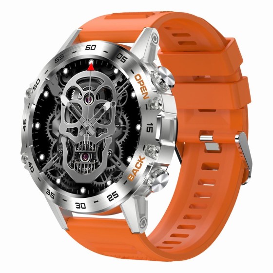 Smartwatch Męski Gravity GT9-9 na pasku gumowym w kolorze Srebrny/Pomarańczowy o szerokości 22mm Smartwatch Męski Gravity GT9-9 na pasku gumowym w kolorze Srebrny/Pomarańczowy o szerokości 22mm