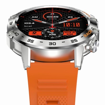 Smartwatch Męski Gravity GT9-9 na pasku gumowym w kolorze Srebrny/Pomarańczowy o szerokości 22mm