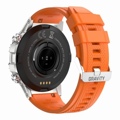 Smartwatch Męski Gravity GT9-9 na pasku gumowym w kolorze Srebrny/Pomarańczowy o szerokości 22mm