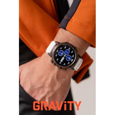 Smartwatch Męski Gravity GT9-10 na pasku gumowym w kolorze Czarny/Biały o szerokości 22mm
