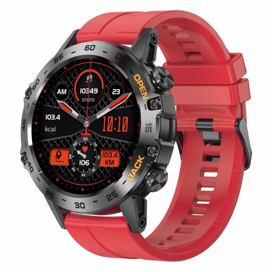 Smartwatch Męski Gravity GT9-11 na pasku gumowym w kolorze Czarny/Czerwony o szerokości 22mm Smartwatch Męski Gravity GT9-11 na pasku gumowym w kolorze Czarny/Czerwony o szerokości 22mm