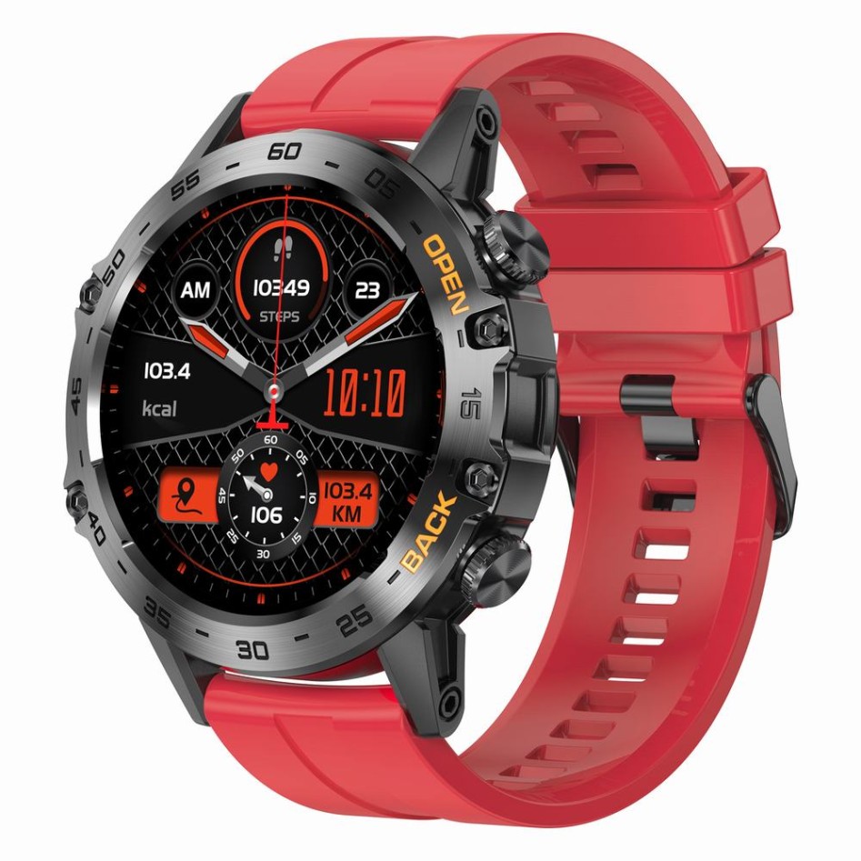 Smartwatch Męski Gravity GT9-11 na pasku gumowym w kolorze Czarny/Czerwony o szerokości 22mm