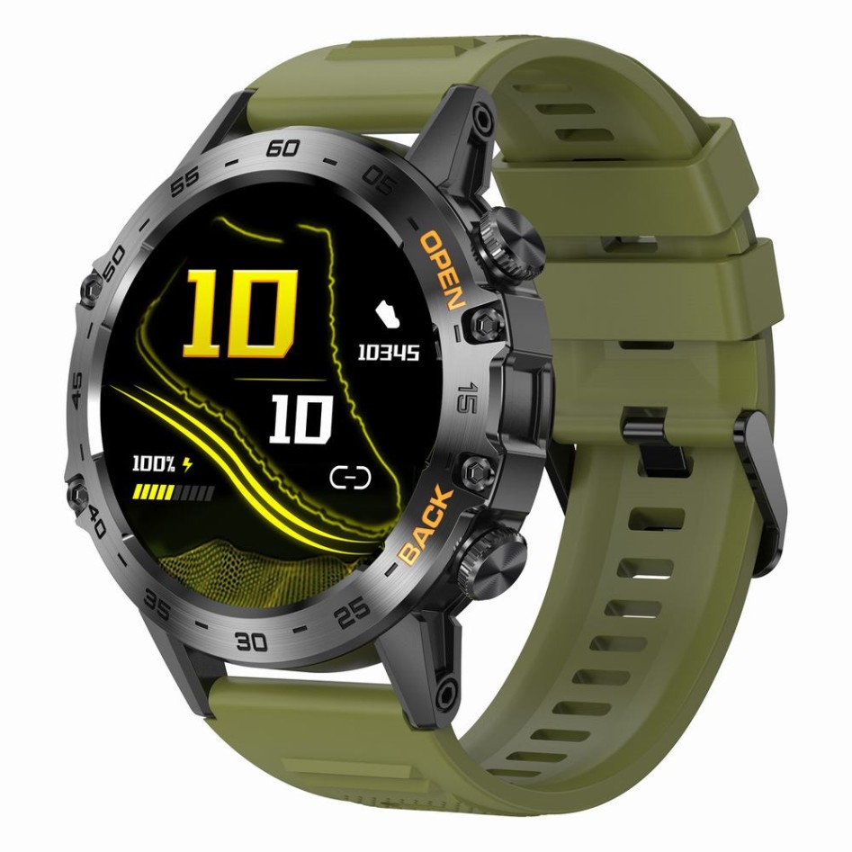 Smartwatch Męski Gravity GT9-12 na pasku gumowym w kolorze Czarny/Khaki o szerokości 22mm