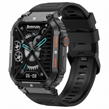 Smartwatch Męski Gravity GT6-1 na pasku gumowym w kolorze Czarny/Czarny o szerokości 22mm