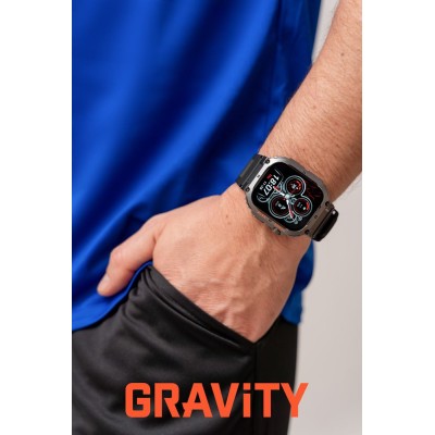 Smartwatch Męski Gravity GT6-1 na pasku gumowym w kolorze Czarny/Czarny o szerokości 22mm