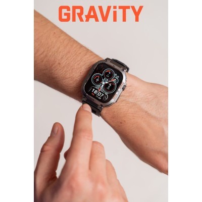 Smartwatch Męski Gravity GT6-1 na pasku gumowym w kolorze Czarny/Czarny o szerokości 22mm