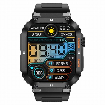 Smartwatch Męski Gravity GT6-1 na pasku gumowym w kolorze Czarny/Czarny o szerokości 22mm
