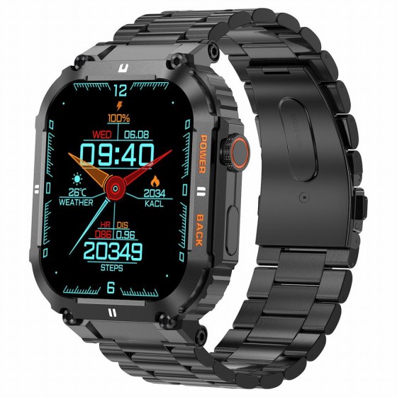 Smartwatch Męski Gravity GT6-2 na bransolecie stalowej w kolorze Czarny/Czarny o szerokości 22mm Smartwatch Męski Gravity GT6-2 na bransolecie stalowej w kolorze Czarny/Czarny o szerokości 22mm