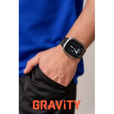 Smartwatch Męski Gravity GT6-2 na bransolecie stalowej w kolorze Czarny/Czarny o szerokości 22mm