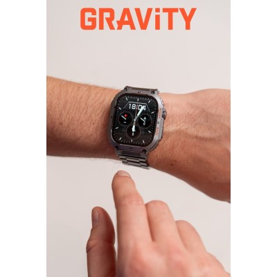 Smartwatch Męski Gravity GT6-2 na bransolecie stalowej w kolorze Czarny/Czarny o szerokości 22mm