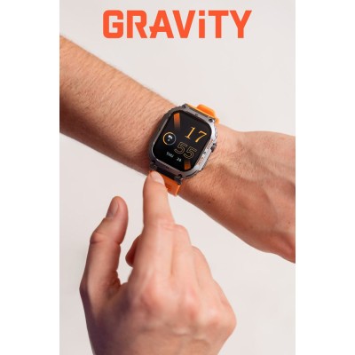 Smartwatch Męski Gravity GT6-3 na pasku gumowym w kolorze Czarny/Pomarańczowy o szerokości 22mm