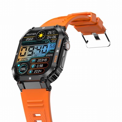 Smartwatch Męski Gravity GT6-3 na pasku gumowym w kolorze Czarny/Pomarańczowy o szerokości 22mm