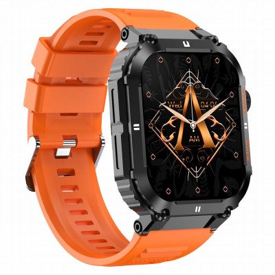 Smartwatch Męski Gravity GT6-3 na pasku gumowym w kolorze Czarny/Pomarańczowy o szerokości 22mm