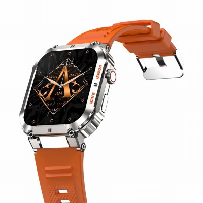 Smartwatch Męski Gravity GT6-4 na pasku gumowym w kolorze Srebrny/Pomarańczowy o szerokości 22mm