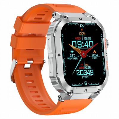 Smartwatch Męski Gravity GT6-4 na pasku gumowym w kolorze Srebrny/Pomarańczowy o szerokości 22mm