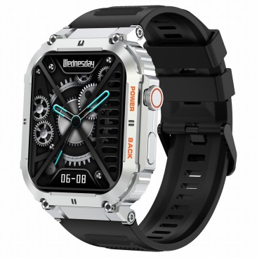 Smartwatch Męski Gravity GT6-5 na pasku gumowym w kolorze Srebrny/Czarny o szerokości 22mm
