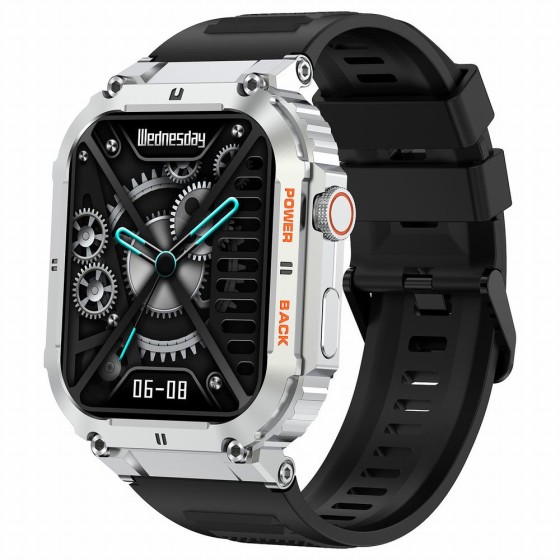 Smartwatch Męski Gravity GT6-5 na pasku gumowym w kolorze Srebrny/Czarny o szerokości 22mm Smartwatch Męski Gravity GT6-5 na pasku gumowym w kolorze Srebrny/Czarny o szerokości 22mm