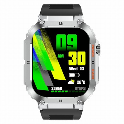 Smartwatch Męski Gravity GT6-5 na pasku gumowym w kolorze Srebrny/Czarny o szerokości 22mm