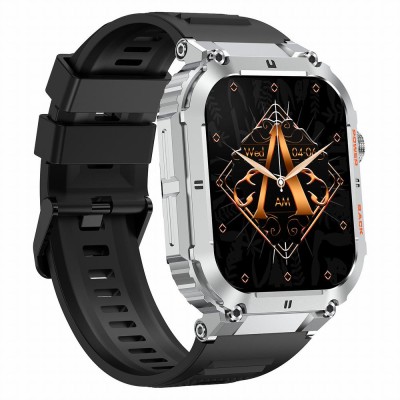 Smartwatch Męski Gravity GT6-5 na pasku gumowym w kolorze Srebrny/Czarny o szerokości 22mm
