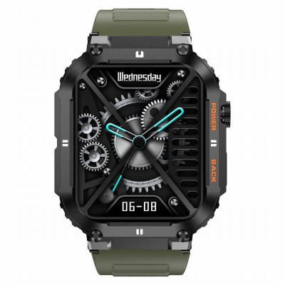 Smartwatch Męski Gravity GT6-6 na pasku gumowym w kolorze Czarny/Khaki o szerokości 22mm