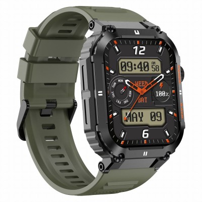 Smartwatch Męski Gravity GT6-6 na pasku gumowym w kolorze Czarny/Khaki o szerokości 22mm