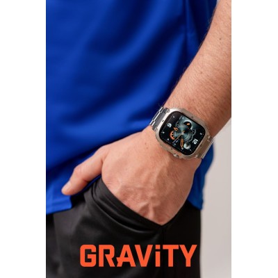 Smartwatch Męski Gravity GT6-7 na bransolecie stalowej w kolorze Srebrny/Srebrny o szerokości 22mm