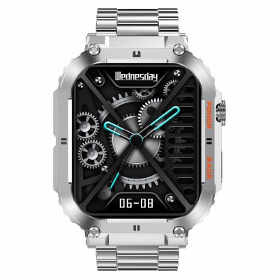 Smartwatch Męski Gravity GT6-7 na bransolecie stalowej w kolorze Srebrny/Srebrny o szerokości 22mm