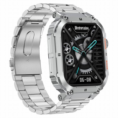 Smartwatch Męski Gravity GT6-7 na bransolecie stalowej w kolorze Srebrny/Srebrny o szerokości 22mm