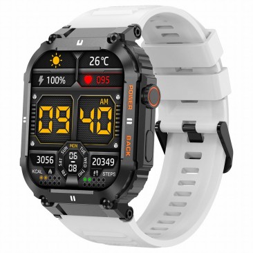 Smartwatch Męski Gravity GT6-8 na pasku gumowym w kolorze Czarny/Biały o szerokości 22mm
