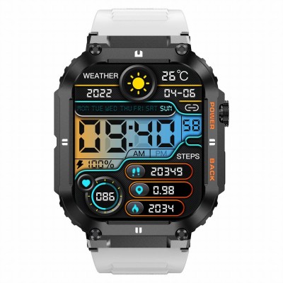 Smartwatch Męski Gravity GT6-8 na pasku gumowym w kolorze Czarny/Biały o szerokości 22mm