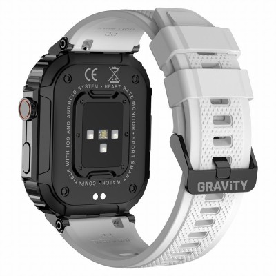 Smartwatch Męski Gravity GT6-8 na pasku gumowym w kolorze Czarny/Biały o szerokości 22mm