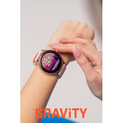 Smartwatch Damski Gravity GT2-1 na pasku gumowym w kolorze Różowy/Różowy o szerokości 22mm