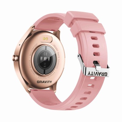 Smartwatch Damski Gravity GT2-1 na pasku gumowym w kolorze Różowy/Różowy o szerokości 22mm
