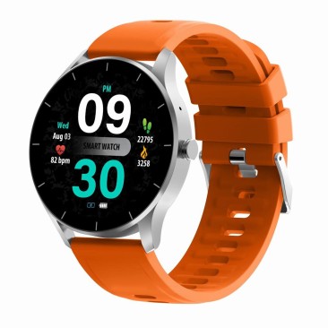Smartwatch Damski Gravity GT2-8 na pasku gumowym w kolorze Srebrny/Pomarańczowy o szerokości 22mm