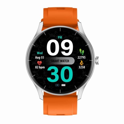 Smartwatch Damski Gravity GT2-8 na pasku gumowym w kolorze Srebrny/Pomarańczowy o szerokości 22mm