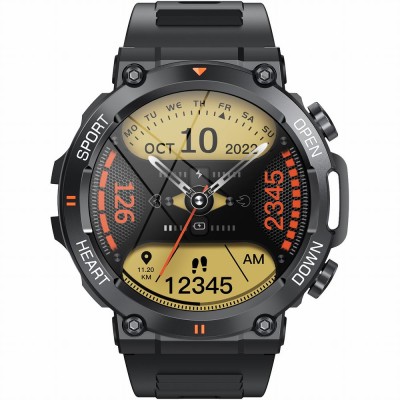 Smartwatch Męski Gravity GT7-1 PRO na pasku gumowym w kolorze Czarny/Czarny o szerokości 22mm