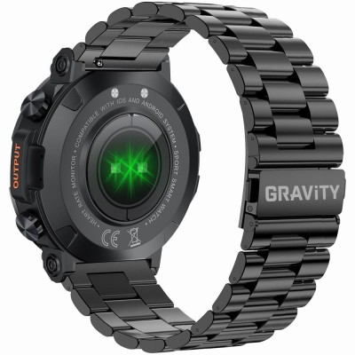 Smartwatch Męski Gravity GT7-2 PRO na bransolecie stalowej w kolorze Czarny/Czarny o szerokości 22mm