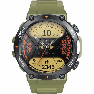 Smartwatch Męski Gravity GT7-3 PRO na pasku gumowym w kolorze Khaki/Khaki o szerokości 22mm