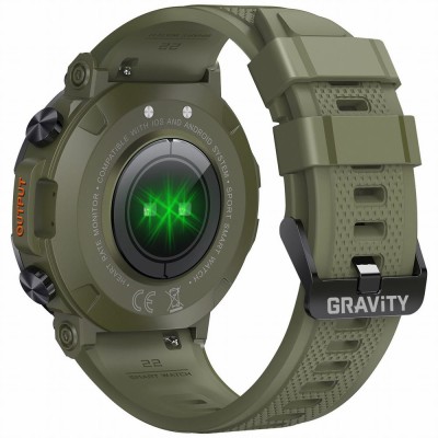 Smartwatch Męski Gravity GT7-3 PRO na pasku gumowym w kolorze Khaki/Khaki o szerokości 22mm