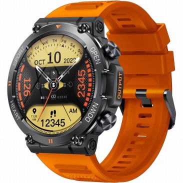 Smartwatch Męski Gravity GT7-5 PRO na pasku gumowym w kolorze Czarny/Pomarańczowy o szerokości 22mm